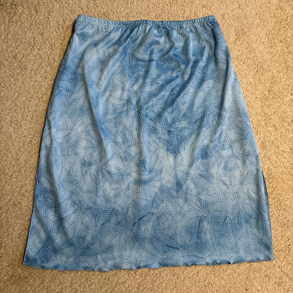 90s blue flowery beaded mini skirt